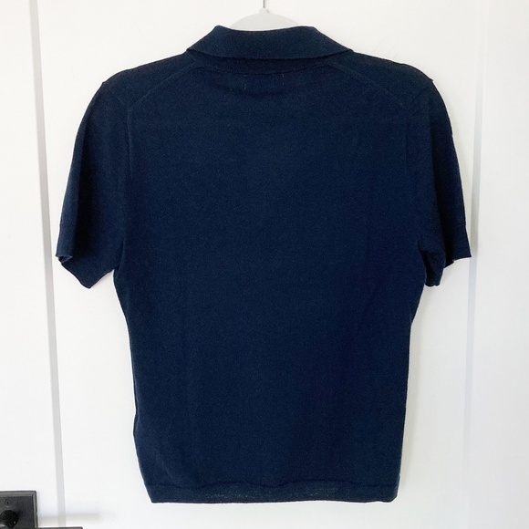 J. Crew Navy Blue Short-sleeve Sweater-Polo in Merino Wool - M - Picture 4 of 5